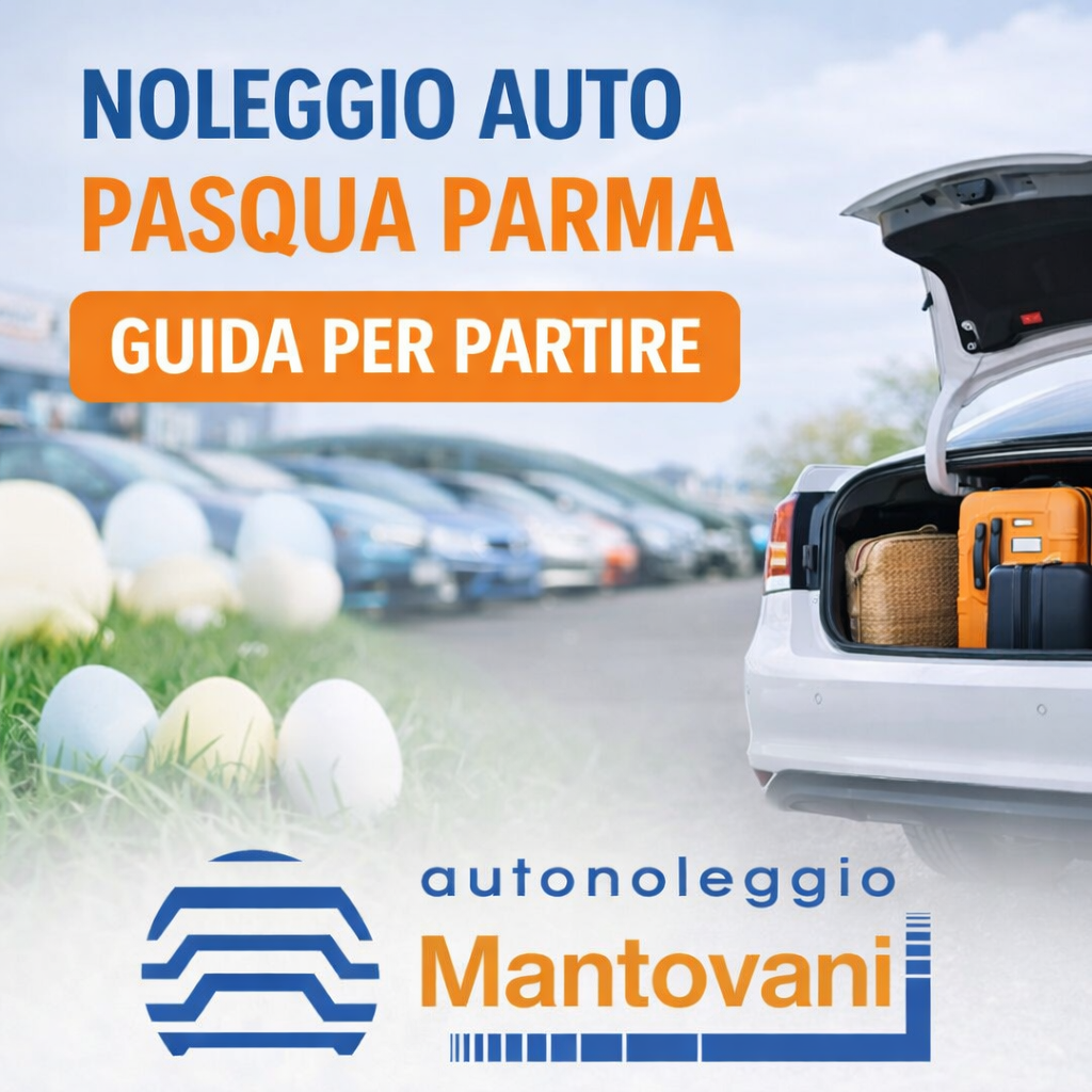 Noleggio auto a Parma per Pasqua con bagagli pronti per la partenza primaverile